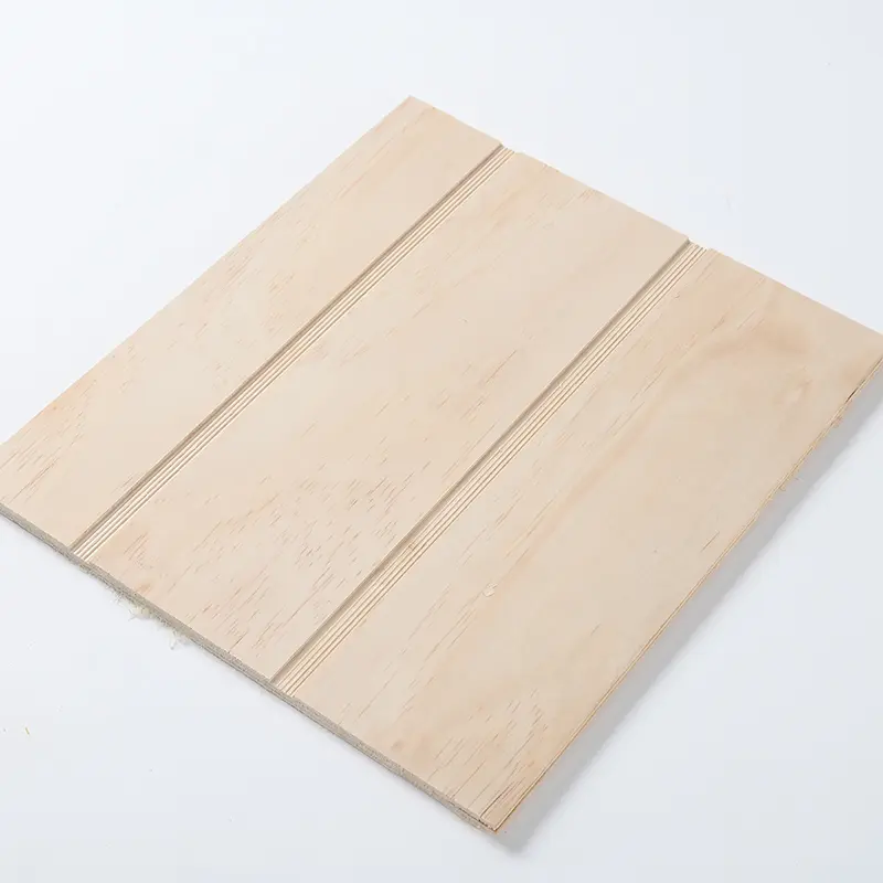 Poplar material pine veneer V U W grooved plywood slotted plywood for construction decorative