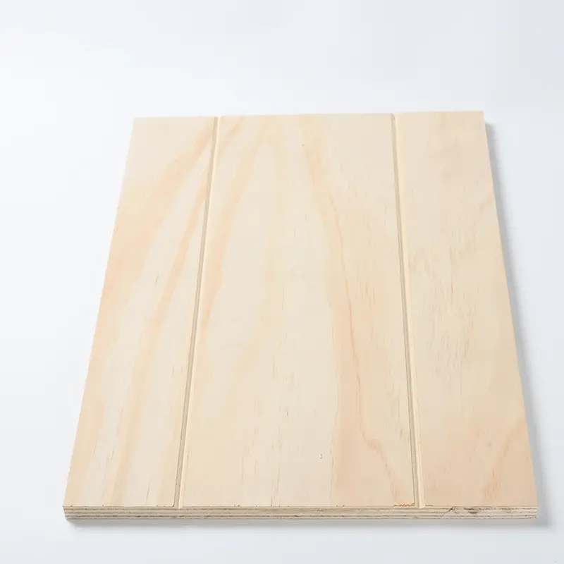 Poplar material pine veneer V U W grooved plywood slotted plywood for construction decorative
