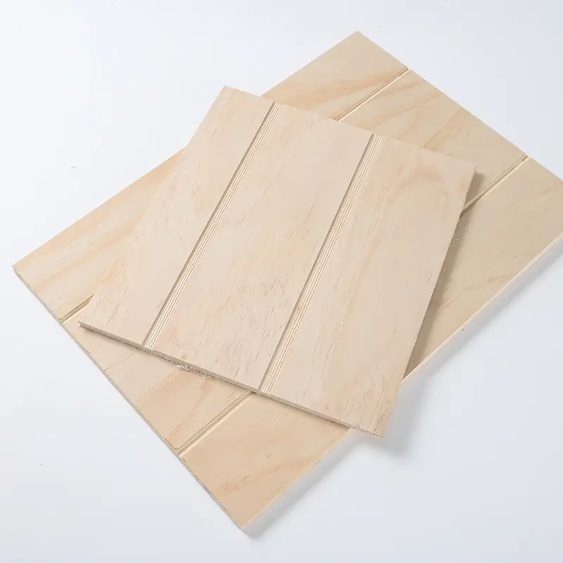 Poplar material pine veneer V U W grooved plywood slotted plywood for construction decorative