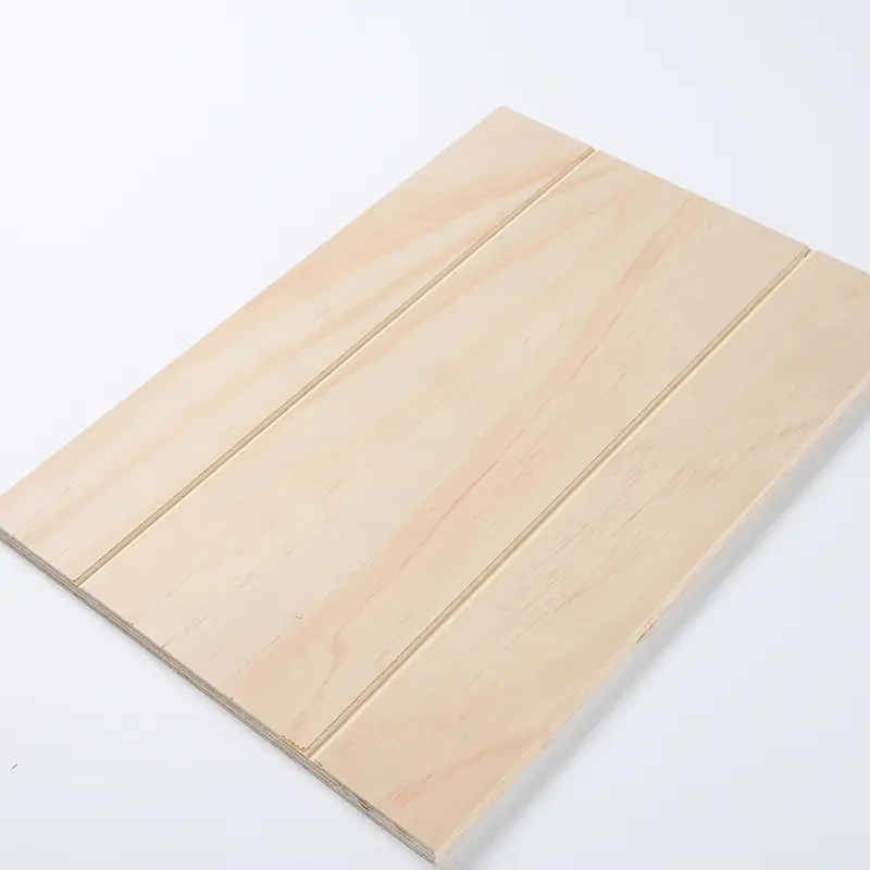 Poplar material pine veneer V U W grooved plywood slotted plywood for construction decorative