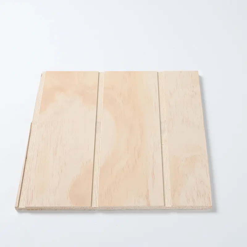Poplar material pine veneer V U W grooved plywood slotted plywood for construction decorative