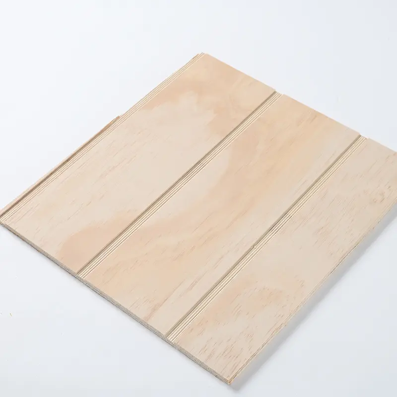 Poplar material pine veneer V U W grooved plywood slotted plywood for construction decorative