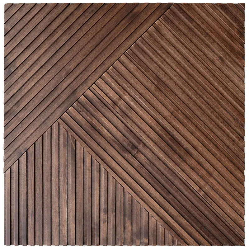 WOOD Modern 3d Models Peel and Stick European Artwork Indoor Solid Wood Wall Cladding Panel